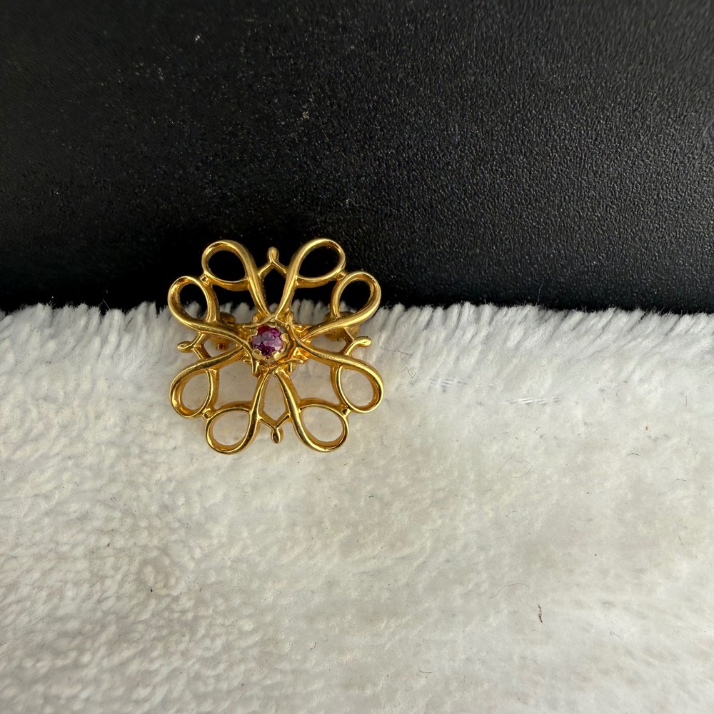 Vintage Gold Filled Brooch Robbins K Purple Stone Pin Brooch